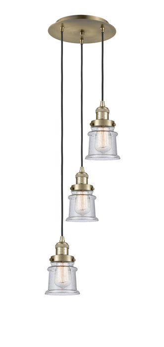 Innovations 113F-3P-AB-G184S Three Light Pendant, Antique Brass
