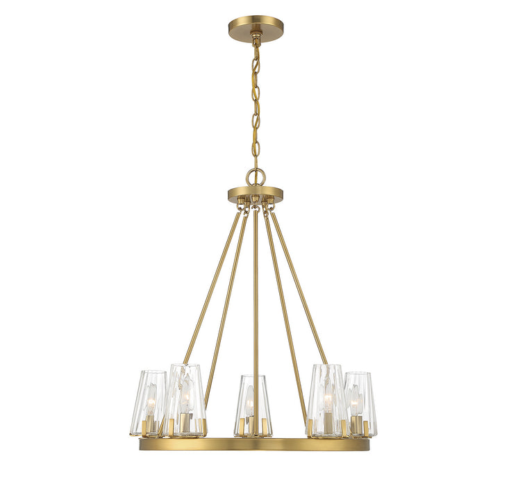Lighting One E V6-L1-2320-5-322 Five Light Chandelier, Warm Brass