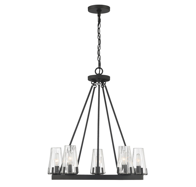 Lighting One E V6-L1-2320-5-89 Five Light Chandelier, Matte Black