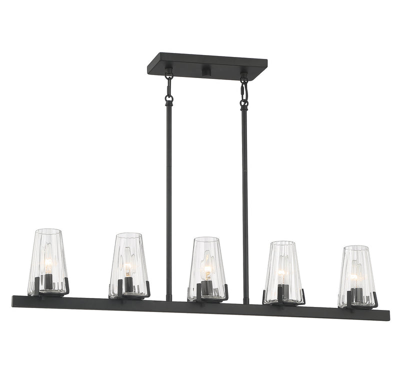 Lighting One E V6-L1-2321-5-89 Five Light Linear Chandelier, Matte Black
