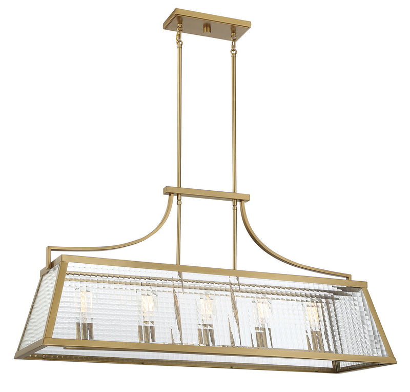 Lighting One E V6-L1-6841-5-322 Five Light Linear Chandelier, Warm Brass