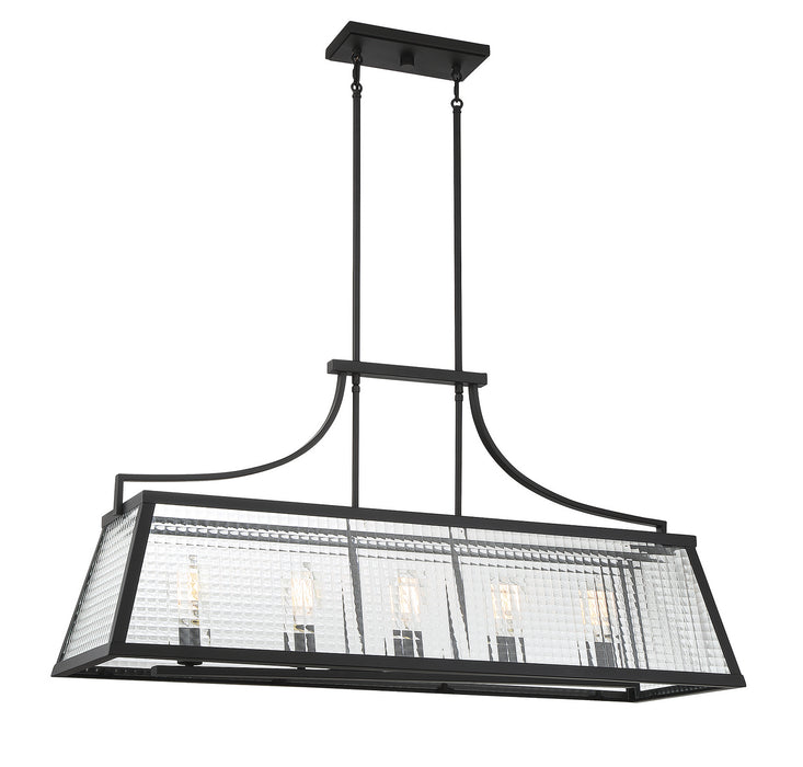 Lighting One E V6-L1-6841-5-89 Five Light Linear Chandelier, Matte Black