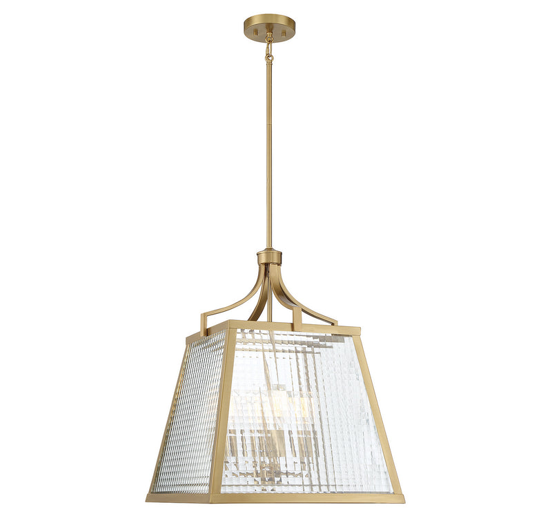 Lighting One E V6-L3-6840-4-322 Four Light Pendant, Warm Brass