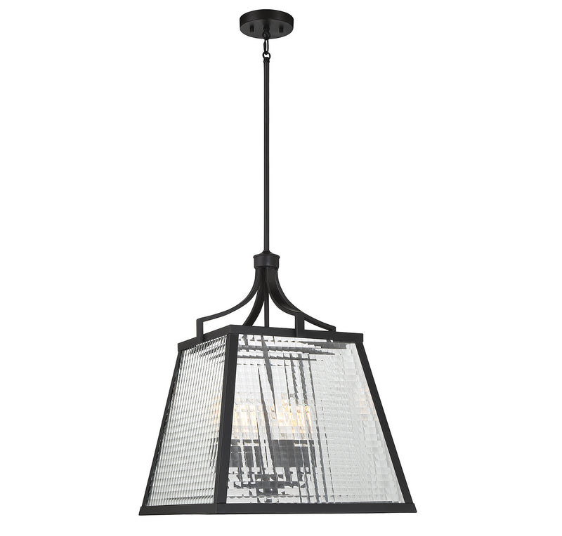 Lighting One E V6-L3-6840-4-89 Four Light Pendant, Matte Black