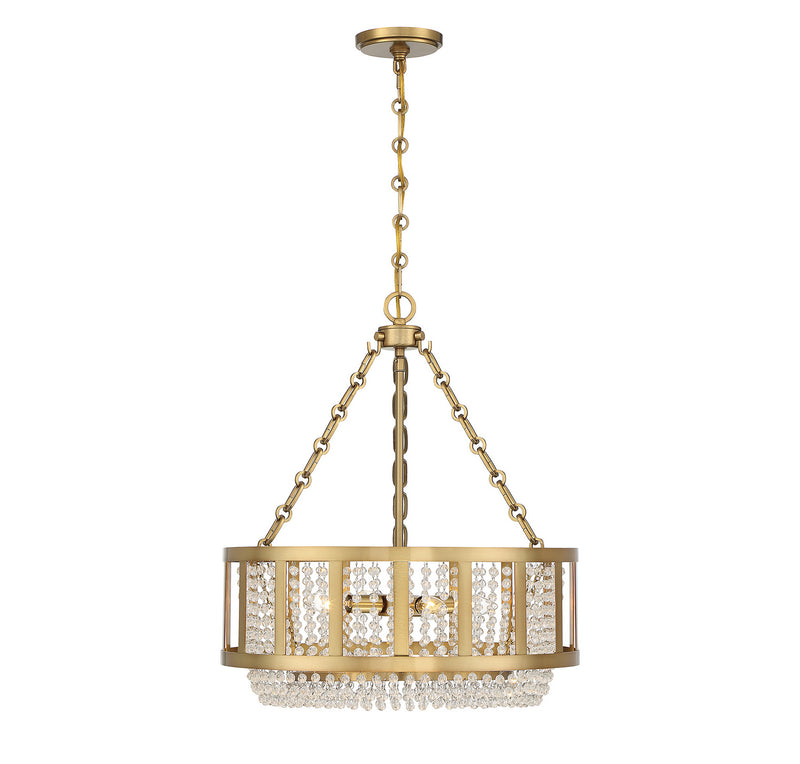 Lighting One E V6-L7-3201-4-322 Four Light Pendant, Warm Brass