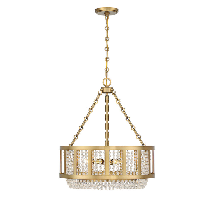 Lighting One E V6-L7-3201-4-322 Four Light Pendant, Warm Brass