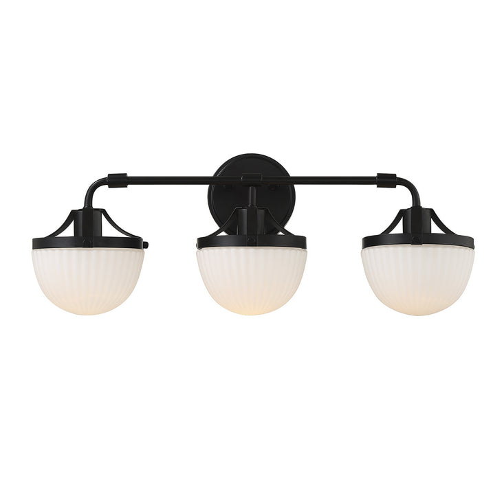 Lighting One E V6-L8-3900-3-BK Three Light Bathroom Vanity, Matte Black