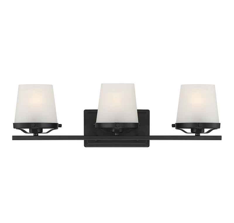 Lighting One E V6-L8-5250-3-BK Three Light Bathroom Vanity, Matte Black