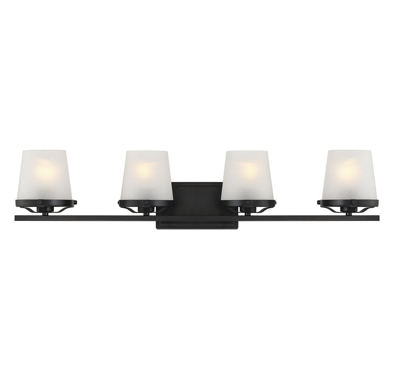 Lighting One E V6-L8-5250-4-BK Four Light Bathroom Vanity, Matte Black