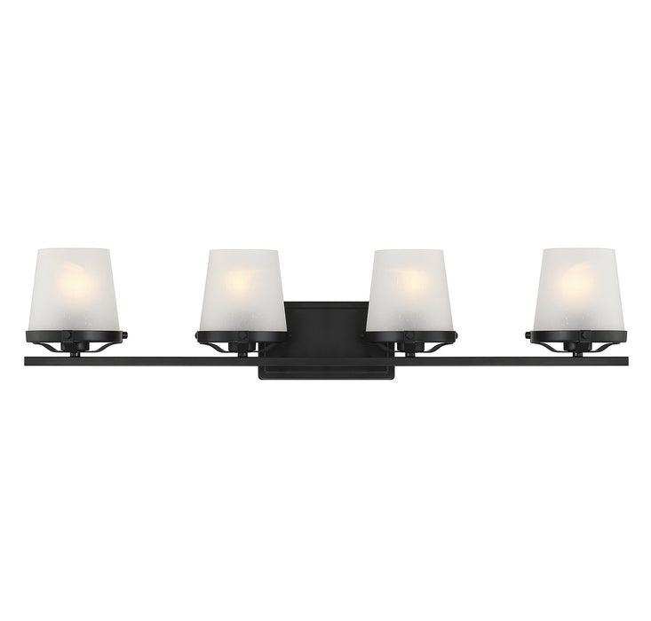 Lighting One E V6-L8-5250-4-BK Four Light Bathroom Vanity, Matte Black