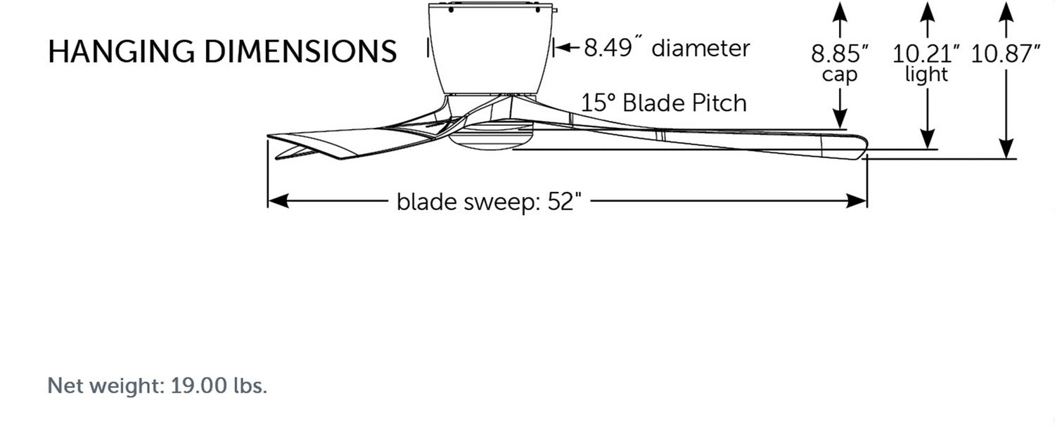 Fanimation FPS7679BL 52" Ceiling Fan, Black