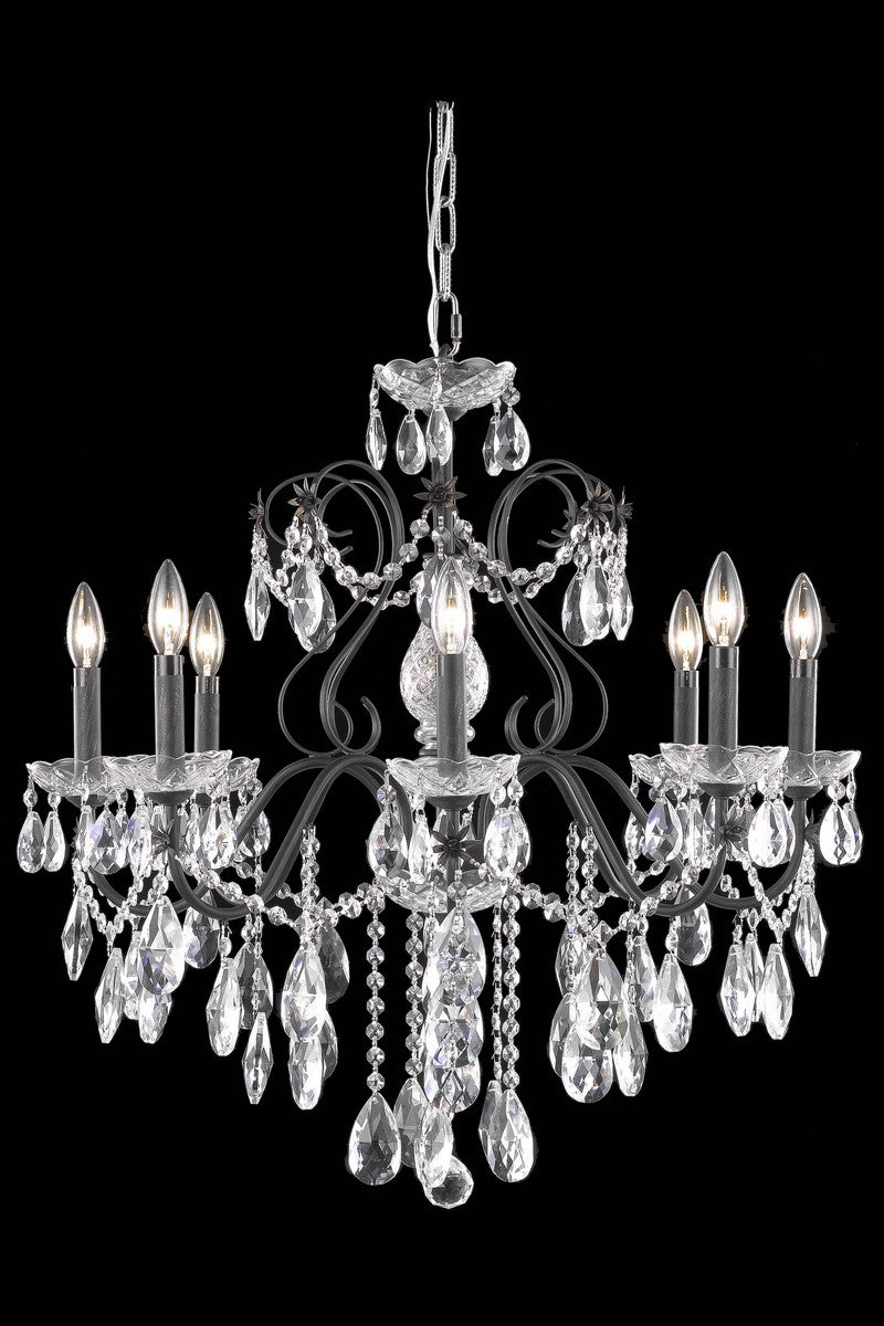 Elegant Lighting 2016D26DB/RC Six Light Chandelier, Dark Bronze