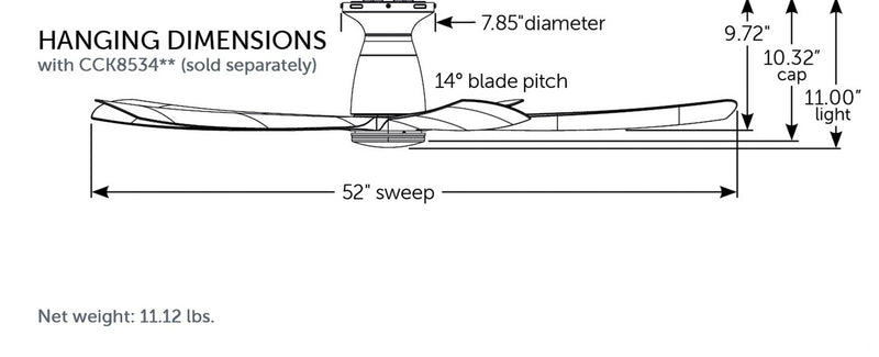 Fanimation FPD5534BL 52" Ceiling Fan, Black