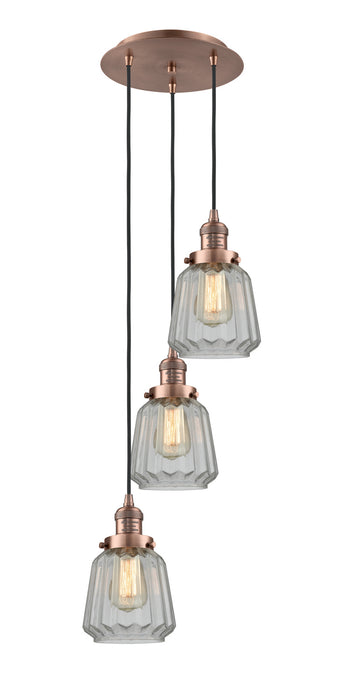 Innovations 113F-3P-AC-G142 Three Light Pendant, Antique Copper