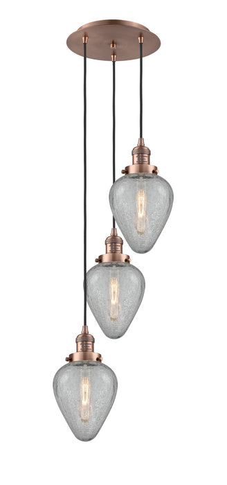 Innovations 113F-3P-AC-G165 Three Light Pendant, Antique Copper