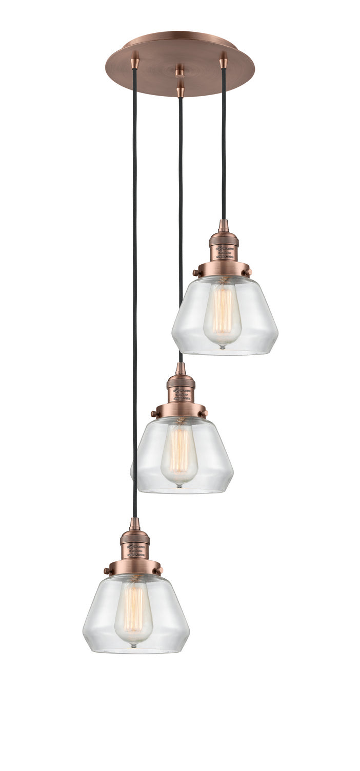 Innovations 113F-3P-AC-G172 Three Light Pendant, Antique Copper
