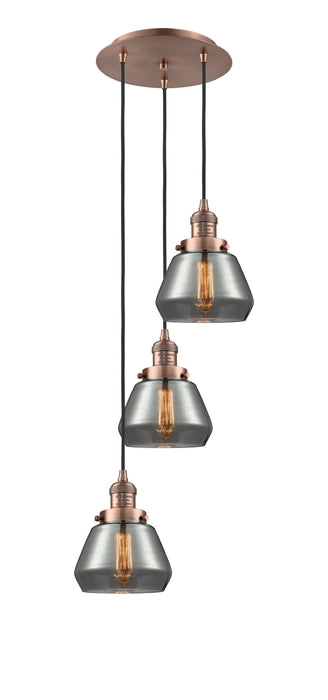 Innovations 113F-3P-AC-G173 Three Light Pendant, Antique Copper