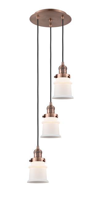 Innovations 113F-3P-AC-G181S Three Light Pendant, Antique Copper