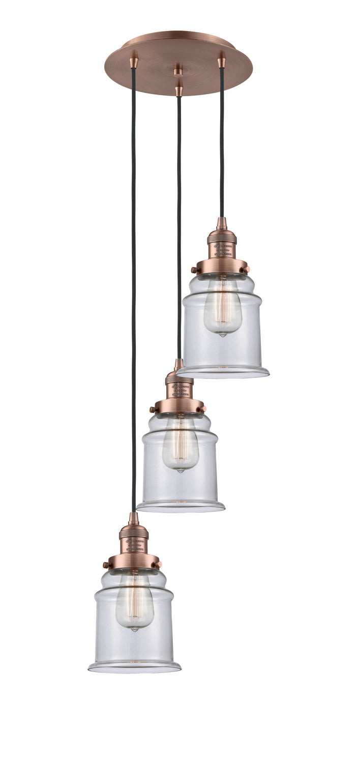 Innovations 113F-3P-AC-G182 Three Light Pendant, Antique Copper