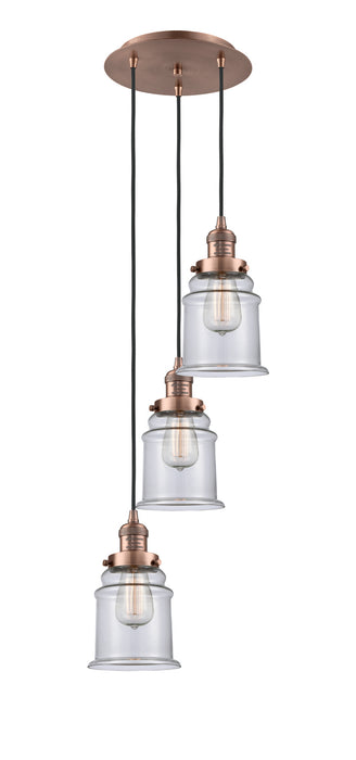 Innovations 113F-3P-AC-G182 Three Light Pendant, Antique Copper