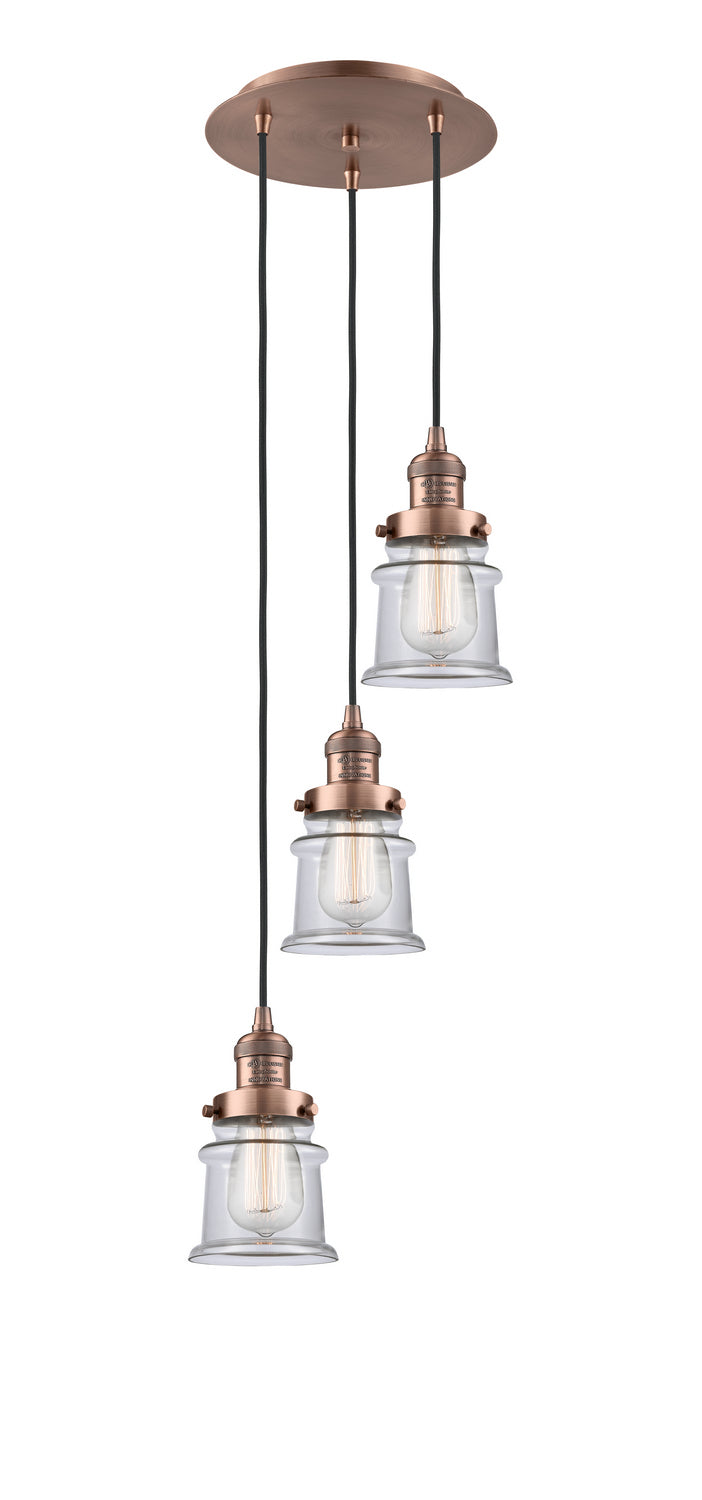 Innovations 113F-3P-AC-G182S Three Light Pendant, Antique Copper