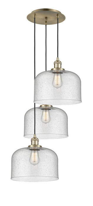 Innovations 113F-3P-AB-G74-L Three Light Pendant, Antique Brass