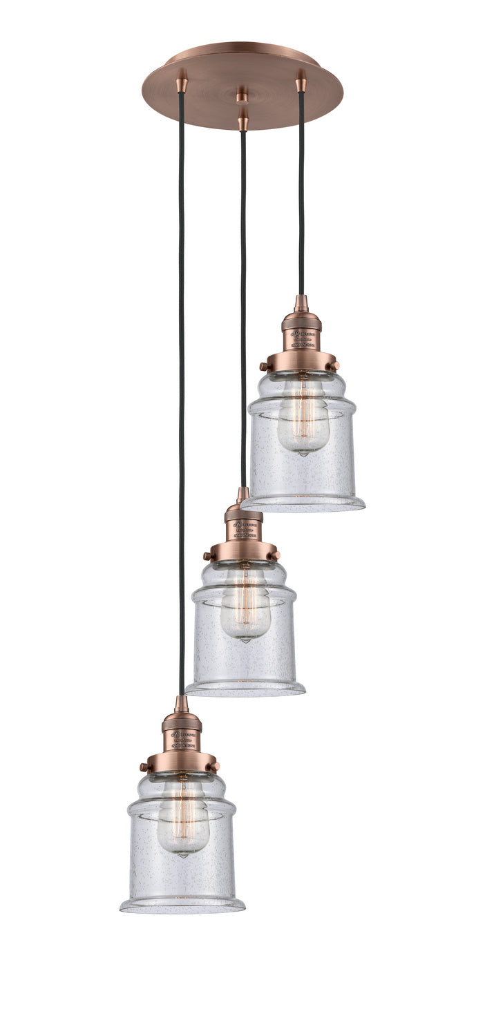 Innovations 113F-3P-AC-G184 Three Light Pendant, Antique Copper