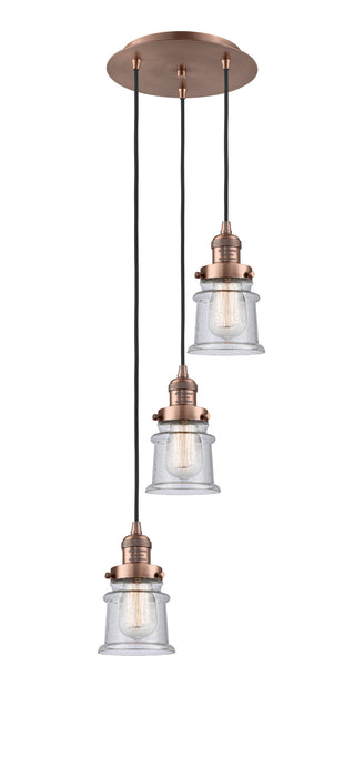 Innovations 113F-3P-AC-G184S Three Light Pendant, Antique Copper