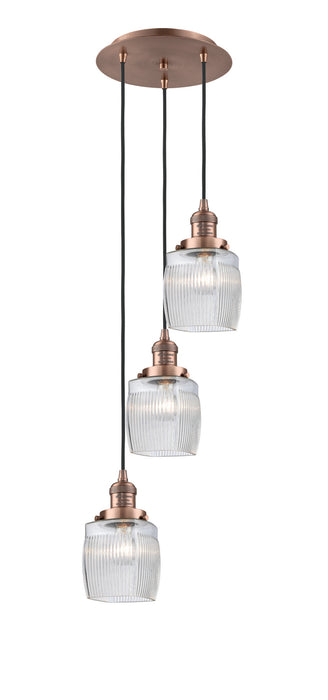 Innovations 113F-3P-AC-G302 Three Light Pendant, Antique Copper