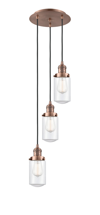 Innovations 113F-3P-AC-G312 Three Light Pendant, Antique Copper