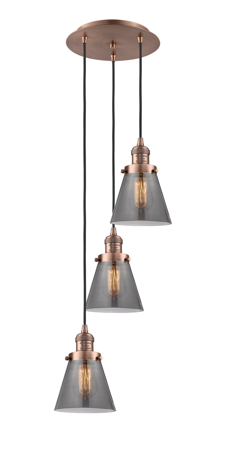Innovations 113F-3P-AC-G63 Three Light Pendant, Antique Copper
