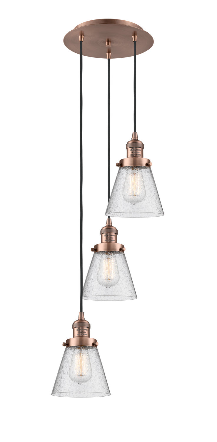Innovations 113F-3P-AC-G64 Three Light Pendant, Antique Copper