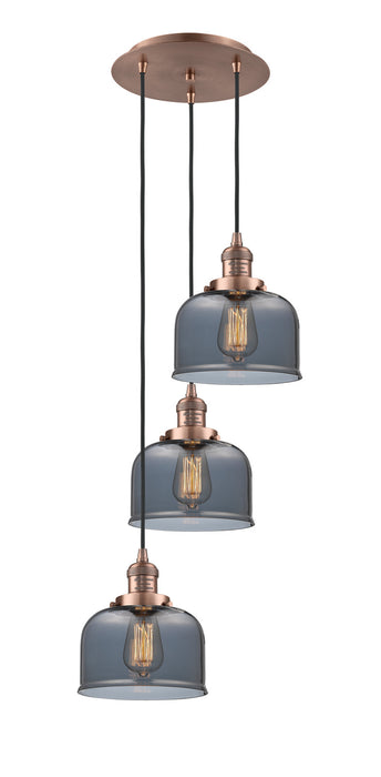 Innovations 113F-3P-AC-G73 Three Light Pendant, Antique Copper