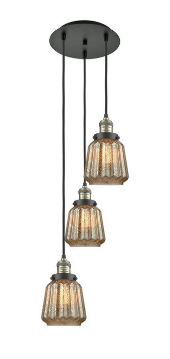 Innovations 113F-3P-BAB-G146 Three Light Pendant, Black Antique Brass