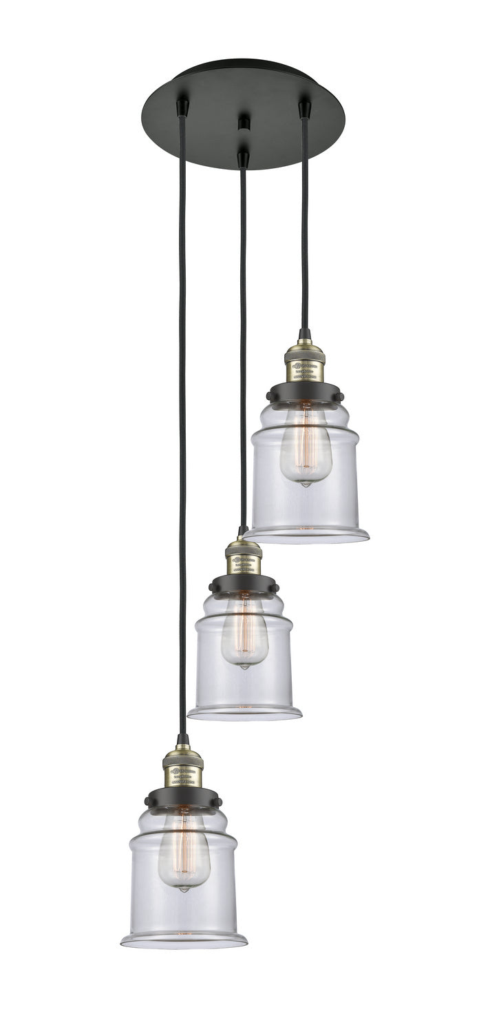 Innovations 113F-3P-BAB-G182 Three Light Pendant, Black Antique Brass