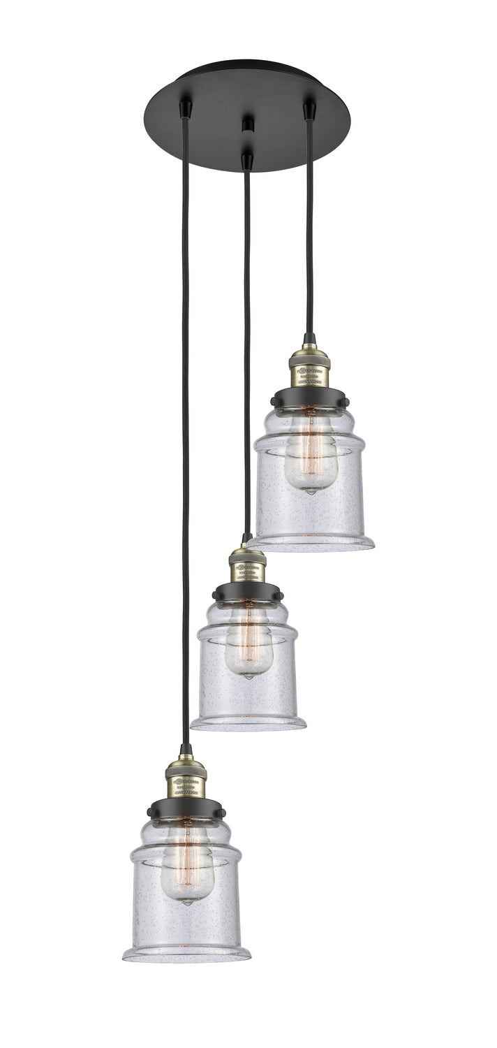 Innovations 113F-3P-BAB-G184 Three Light Pendant, Black Antique Brass