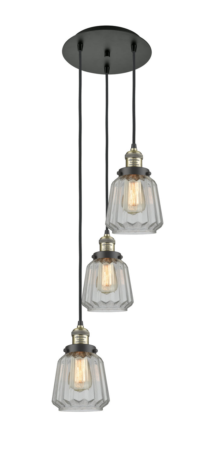 Innovations 113F-3P-BAB-G142 Three Light Pendant, Black Antique Brass