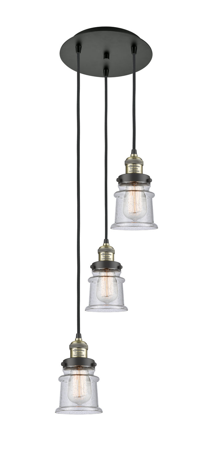 Innovations 113F-3P-BAB-G184S Three Light Pendant, Black Antique Brass