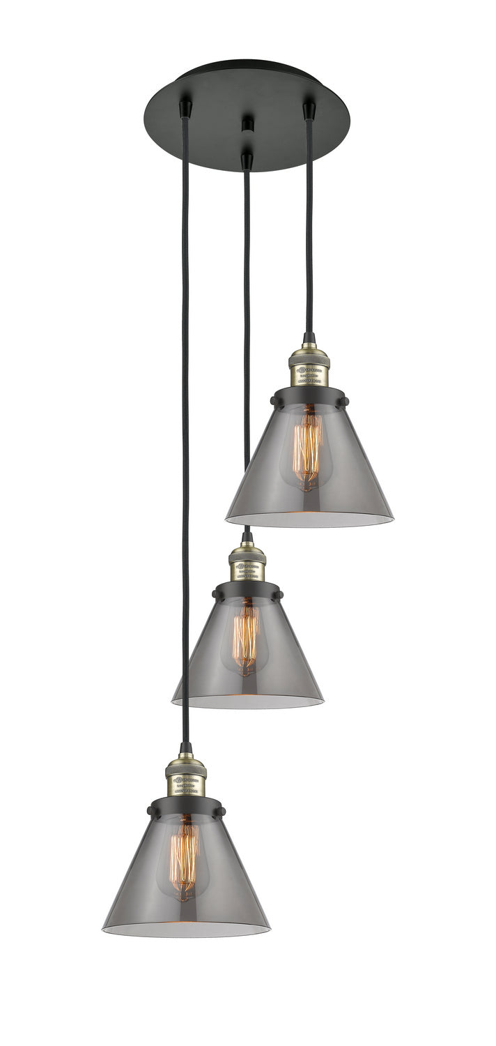 Innovations 113F-3P-BAB-G43 Three Light Pendant, Black Antique Brass
