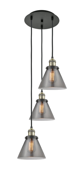 Innovations 113F-3P-BAB-G43 Three Light Pendant, Black Antique Brass
