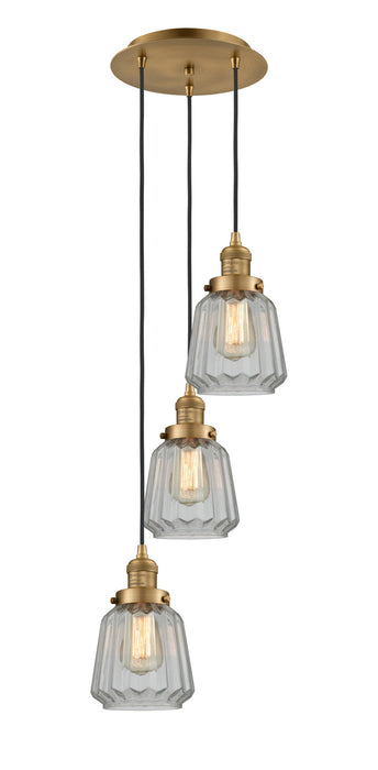 Innovations 113F-3P-BB-G142 Three Light Pendant, Brushed Brass
