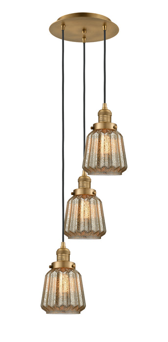 Innovations 113F-3P-BB-G146 Three Light Pendant, Brushed Brass
