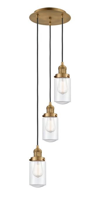 Innovations 113F-3P-BB-G312 Three Light Pendant, Brushed Brass