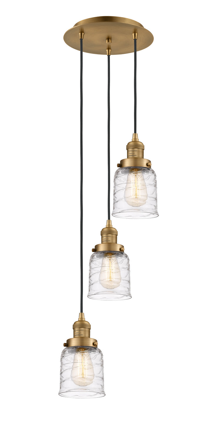 Innovations 113F-3P-BB-G513 Three Light Pendant, Brushed Brass