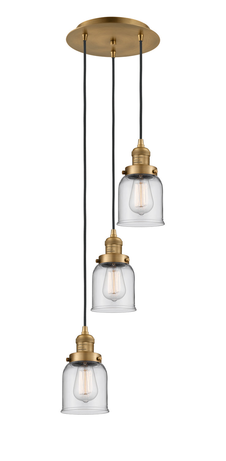 Innovations 113F-3P-BB-G52 Three Light Pendant, Brushed Brass