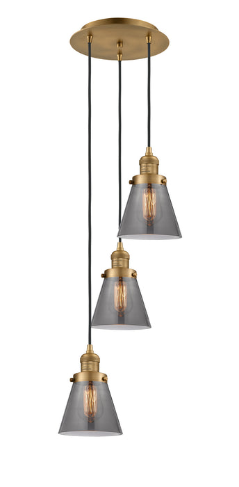 Innovations 113F-3P-BB-G63 Three Light Pendant, Brushed Brass