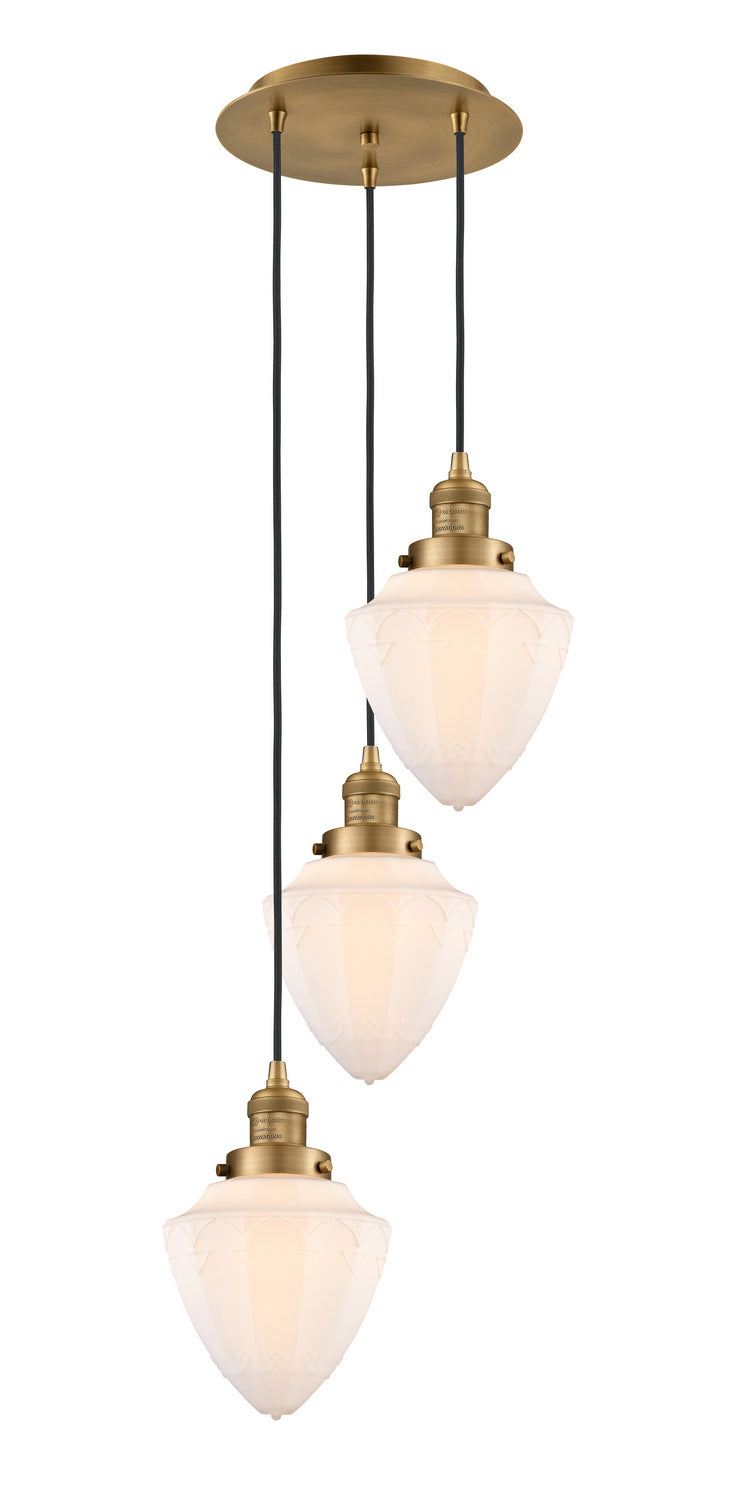 Innovations 113F-3P-BB-G661-7 Three Light Pendant, Brushed Brass