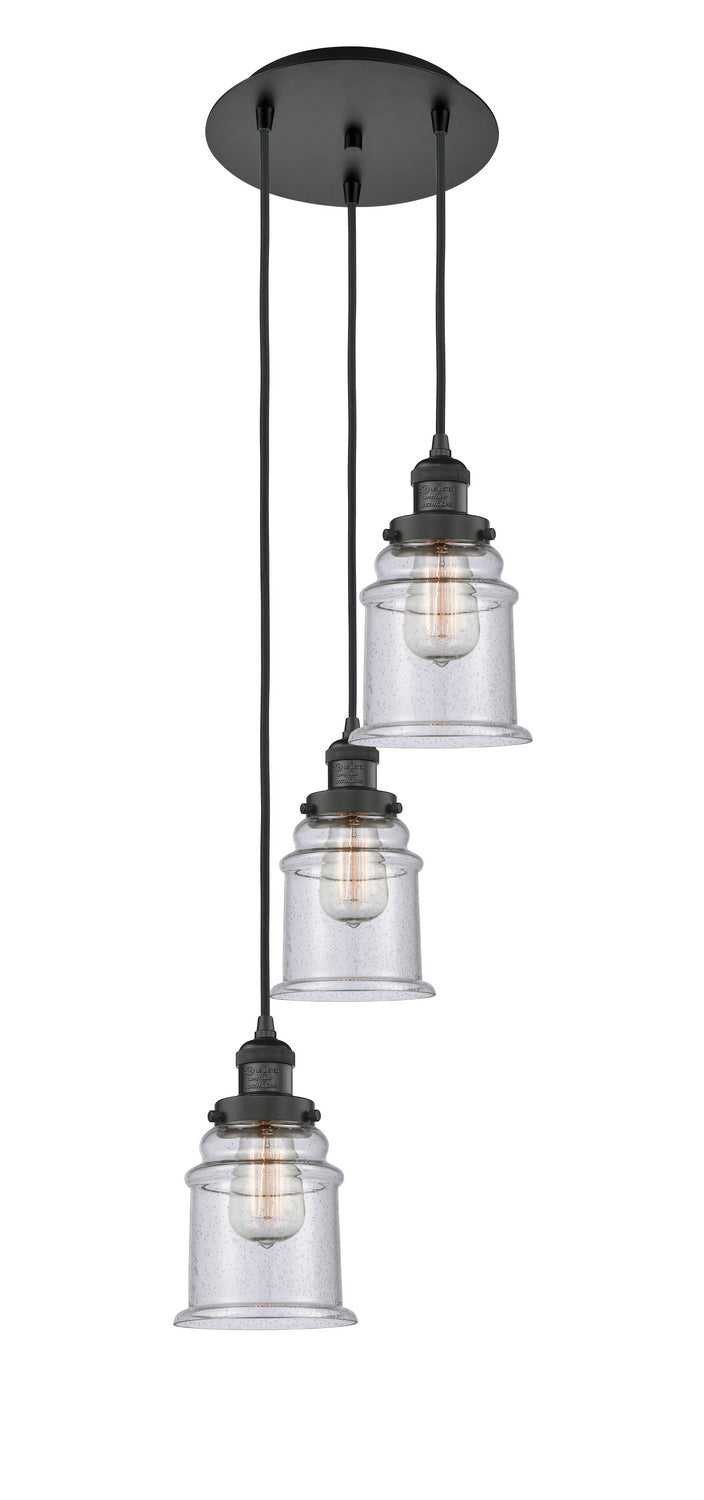 Innovations 113F-3P-BK-G184 Three Light Pendant, Matte Black