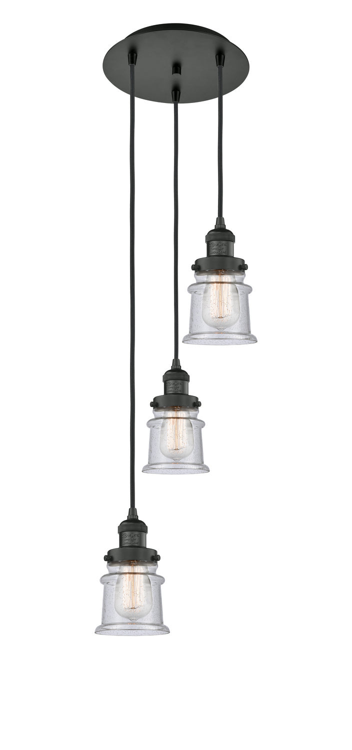 Innovations 113F-3P-BK-G184S Three Light Pendant, Matte Black
