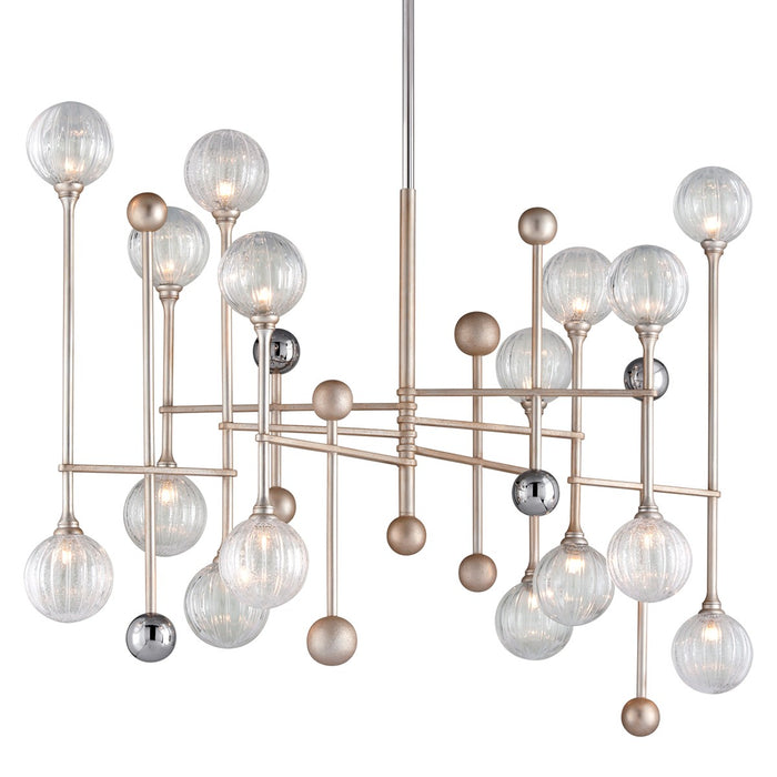 Corbett Lighting 241-016-SL/PC 16 Light Linear, Silver Leaf W Polished Chrome